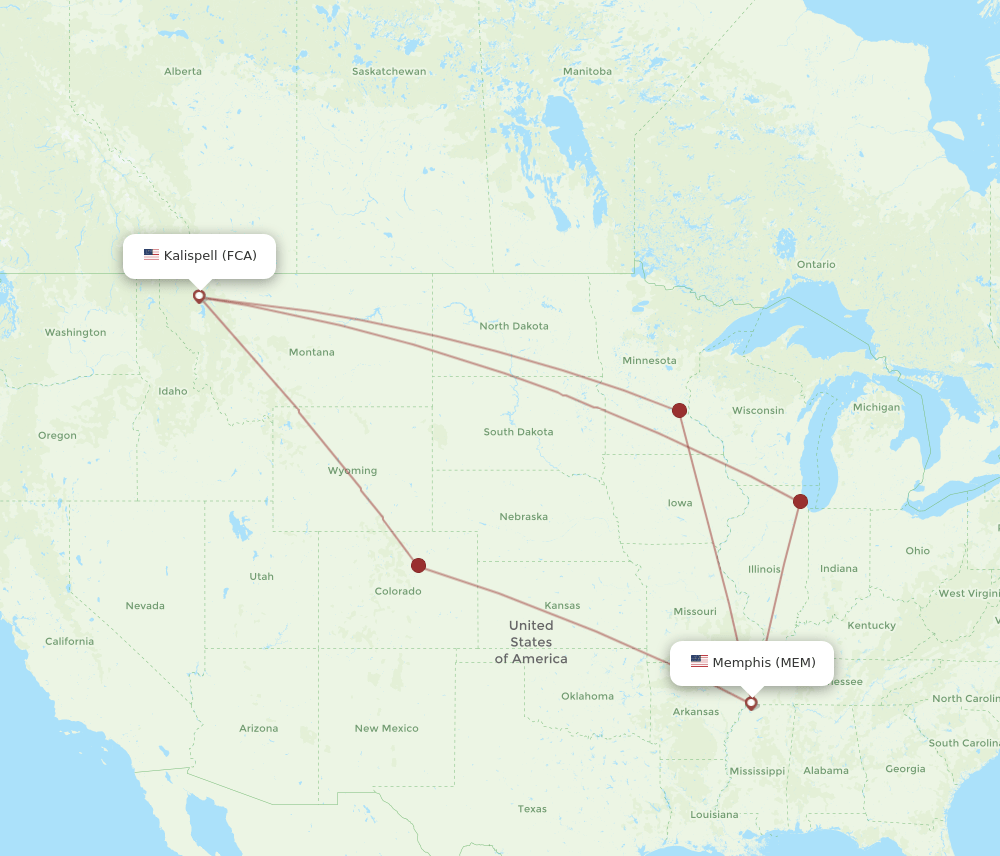 MEM-FCA flight routes