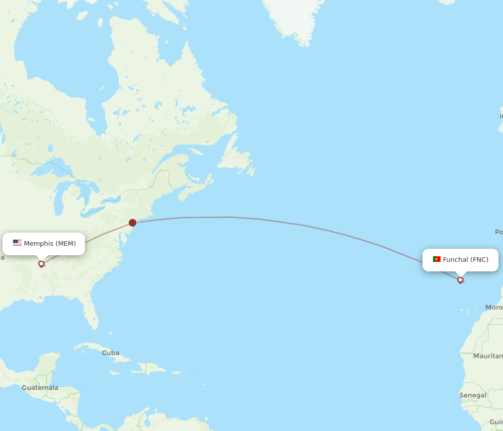 MEM-FNC flight routes