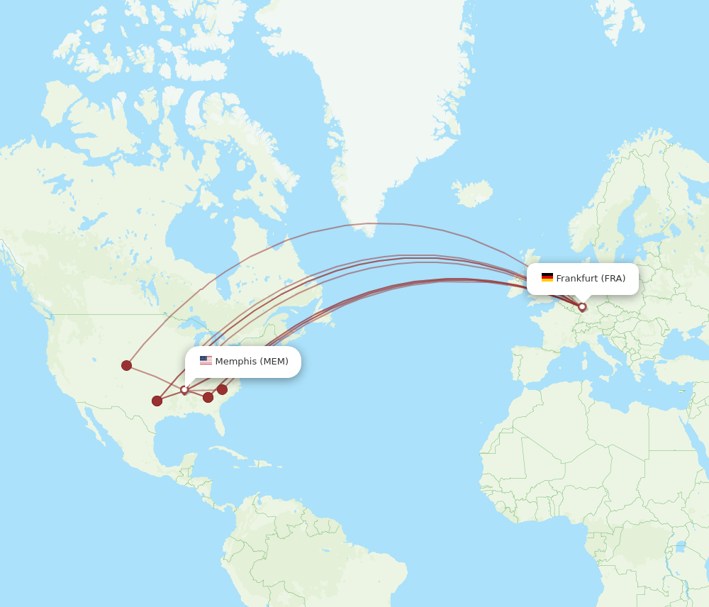 MEM to FRA flights and routes map