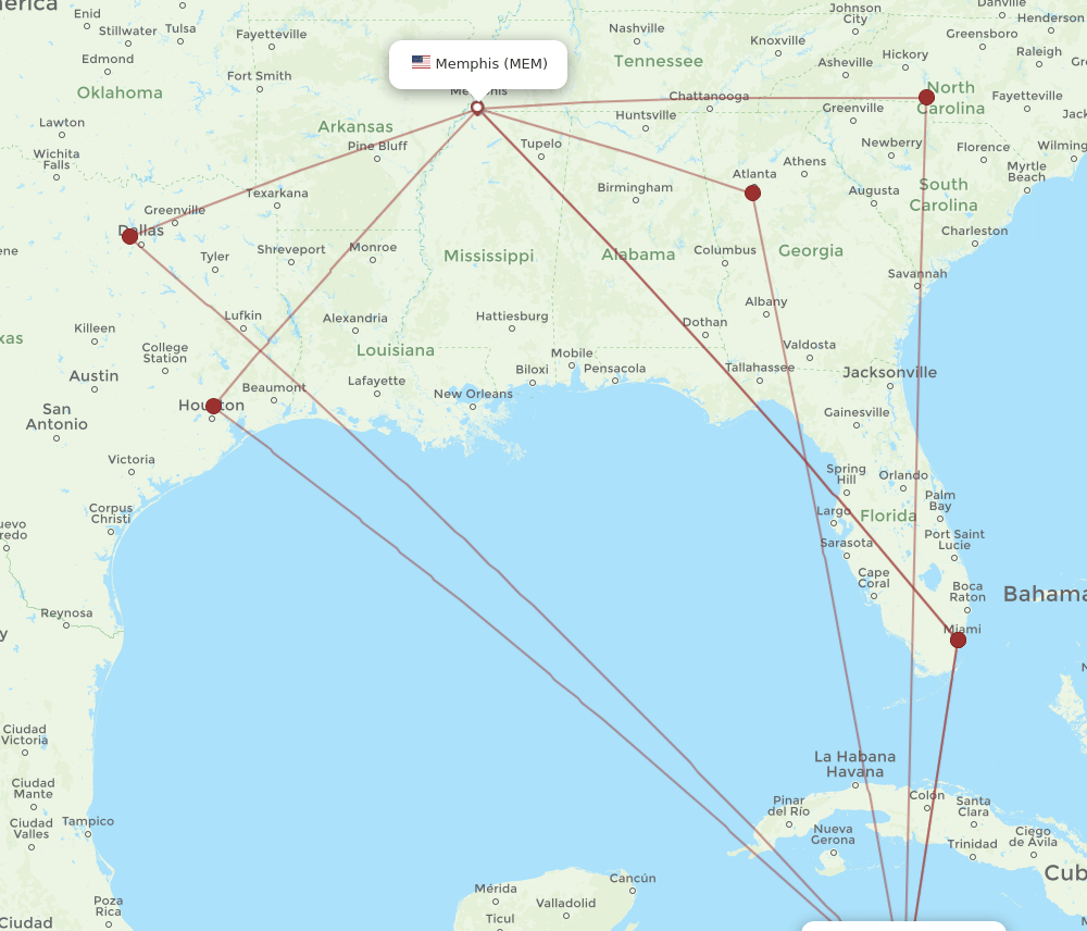 MEM-GCM flight routes