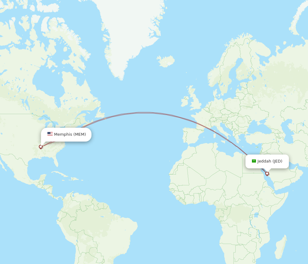 MEM-JED flight routes