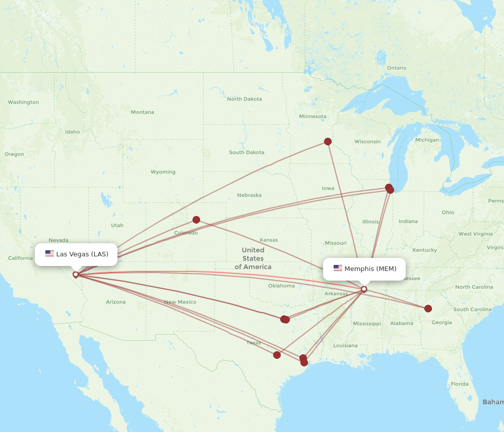 MEM to LAS flights and routes map
