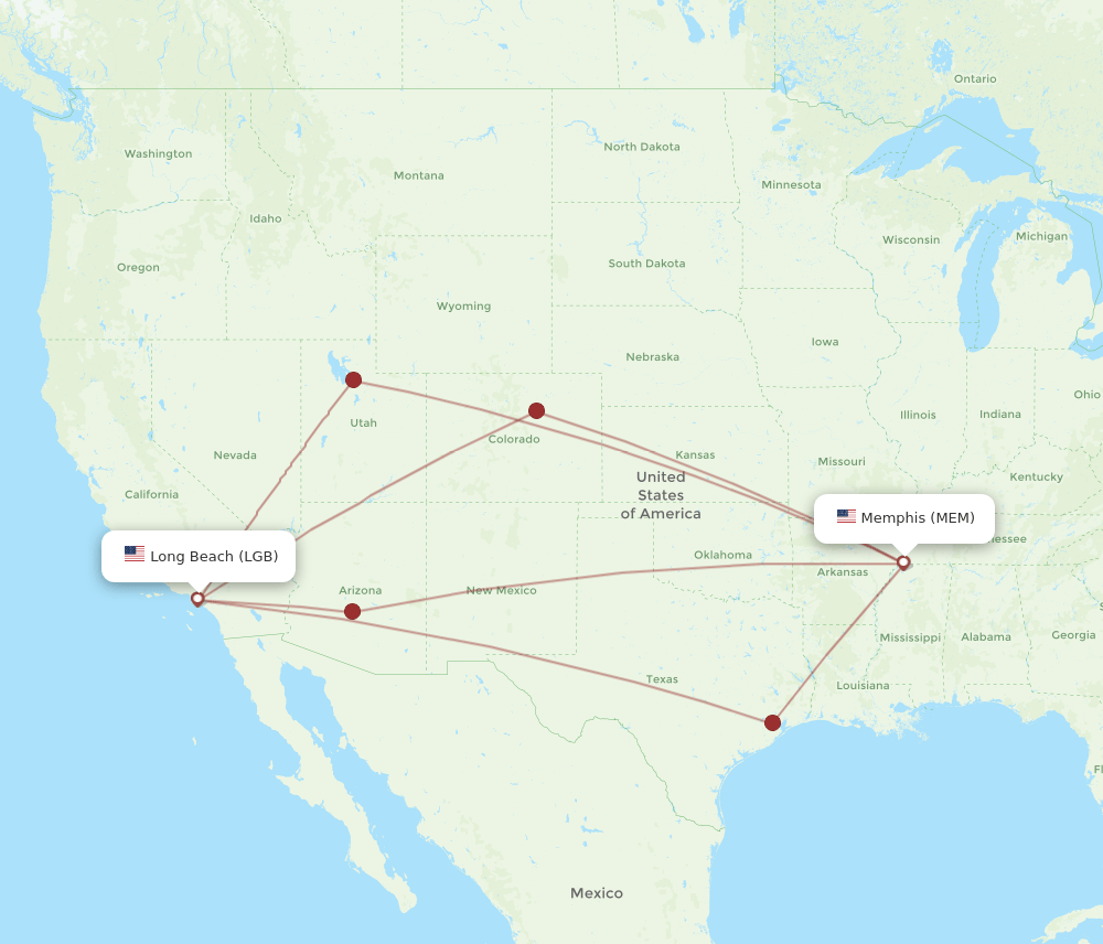 MEM-LGB flight routes