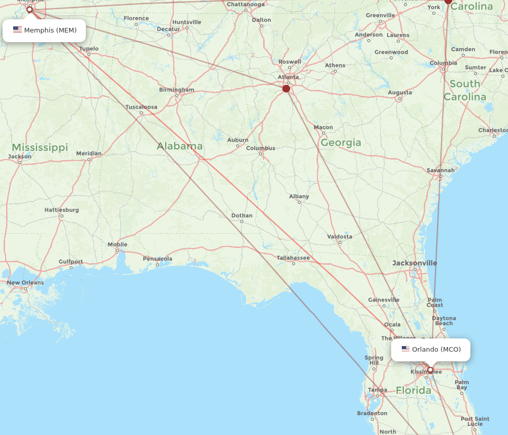 MEM-MCO flight routes