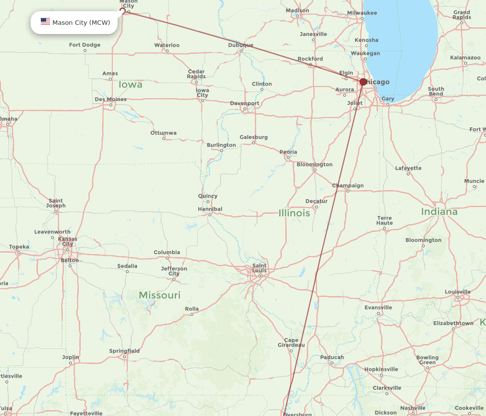 MEM-MCW flight routes