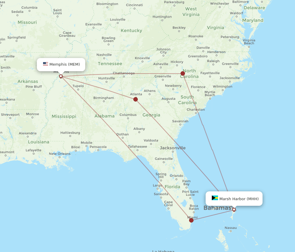 MEM-MHH flight routes