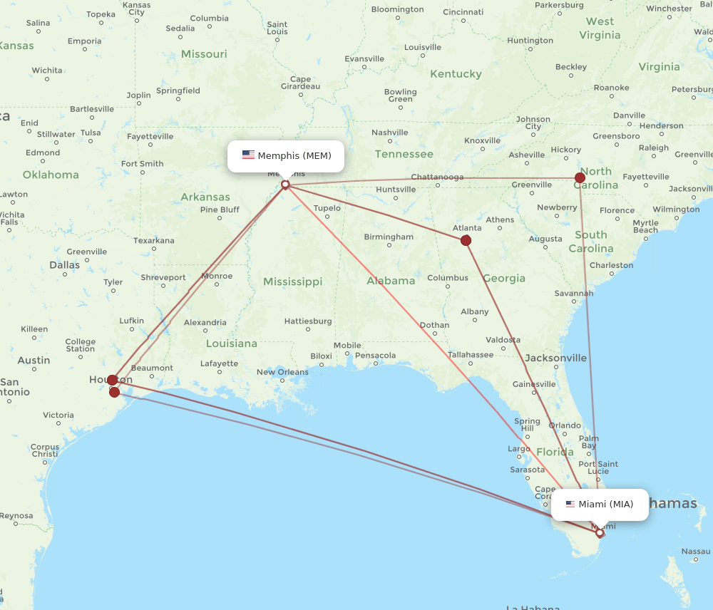 MEM-MIA flight routes