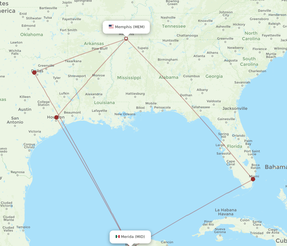 MEM-MID flight routes