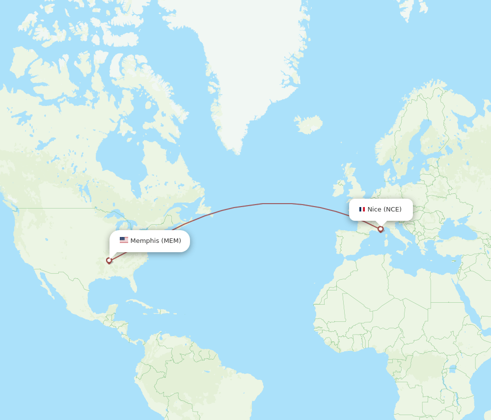 MEM-NCE flight routes