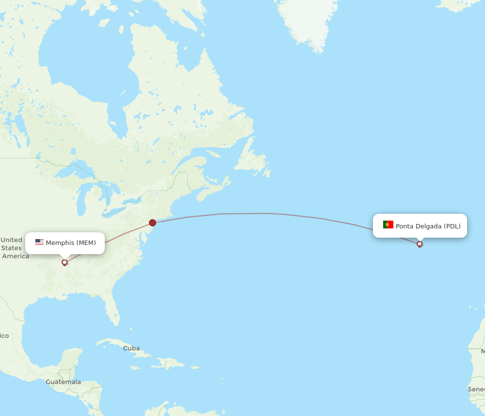 MEM to PDL flights and routes map
