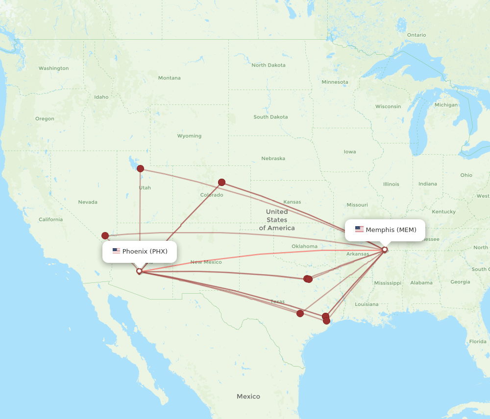 MEM-PHX flight routes