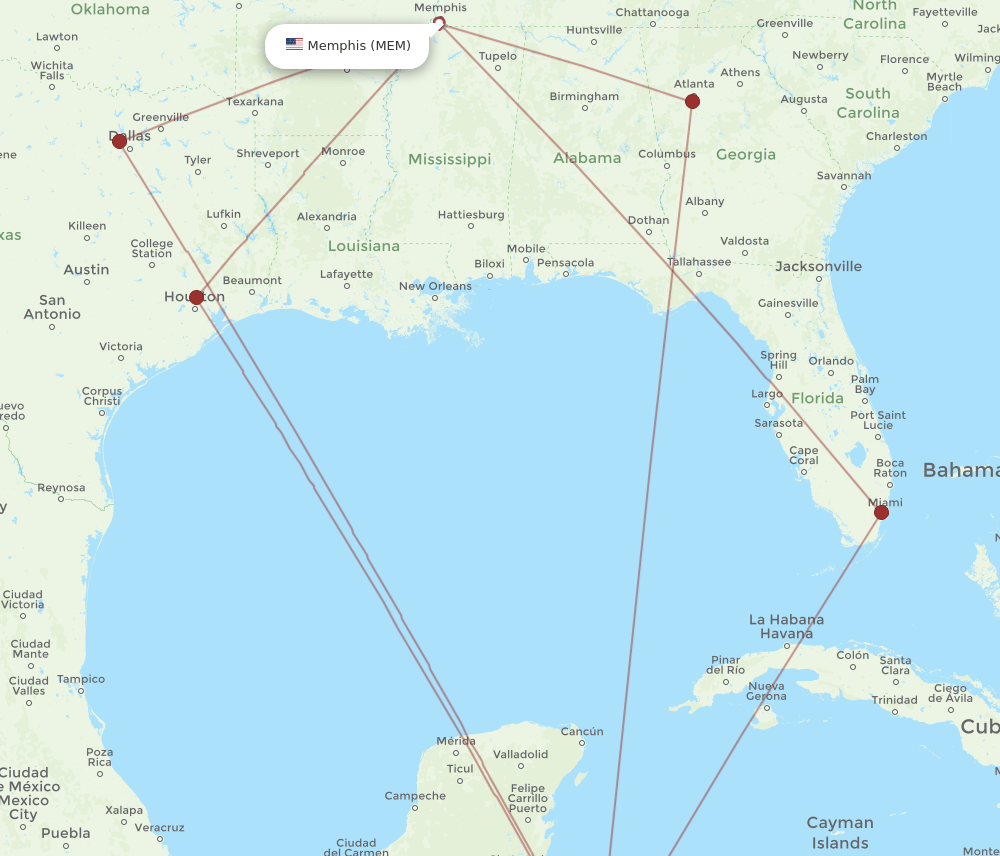 MEM-RTB flight routes