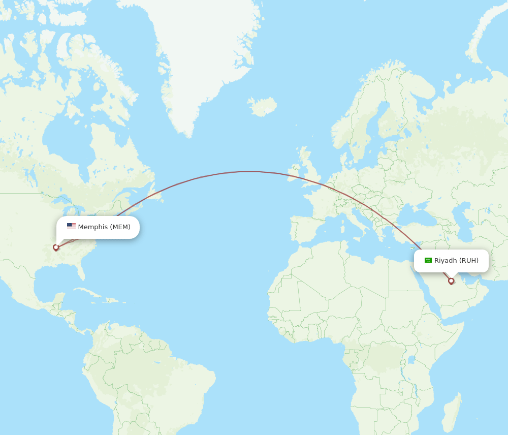 MEM-RUH flight routes