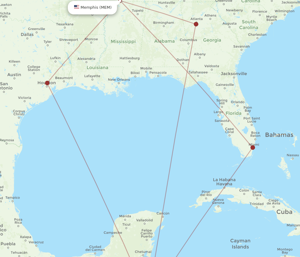 MEM-SAP flight routes