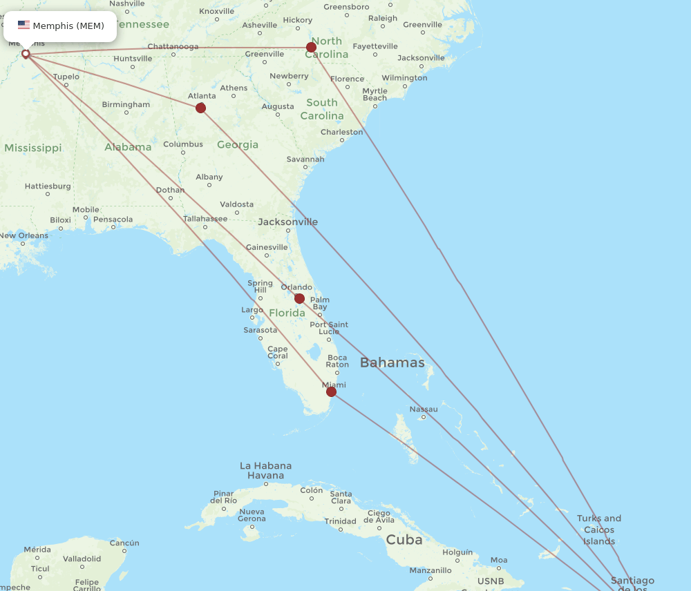 MEM-SDQ flight routes