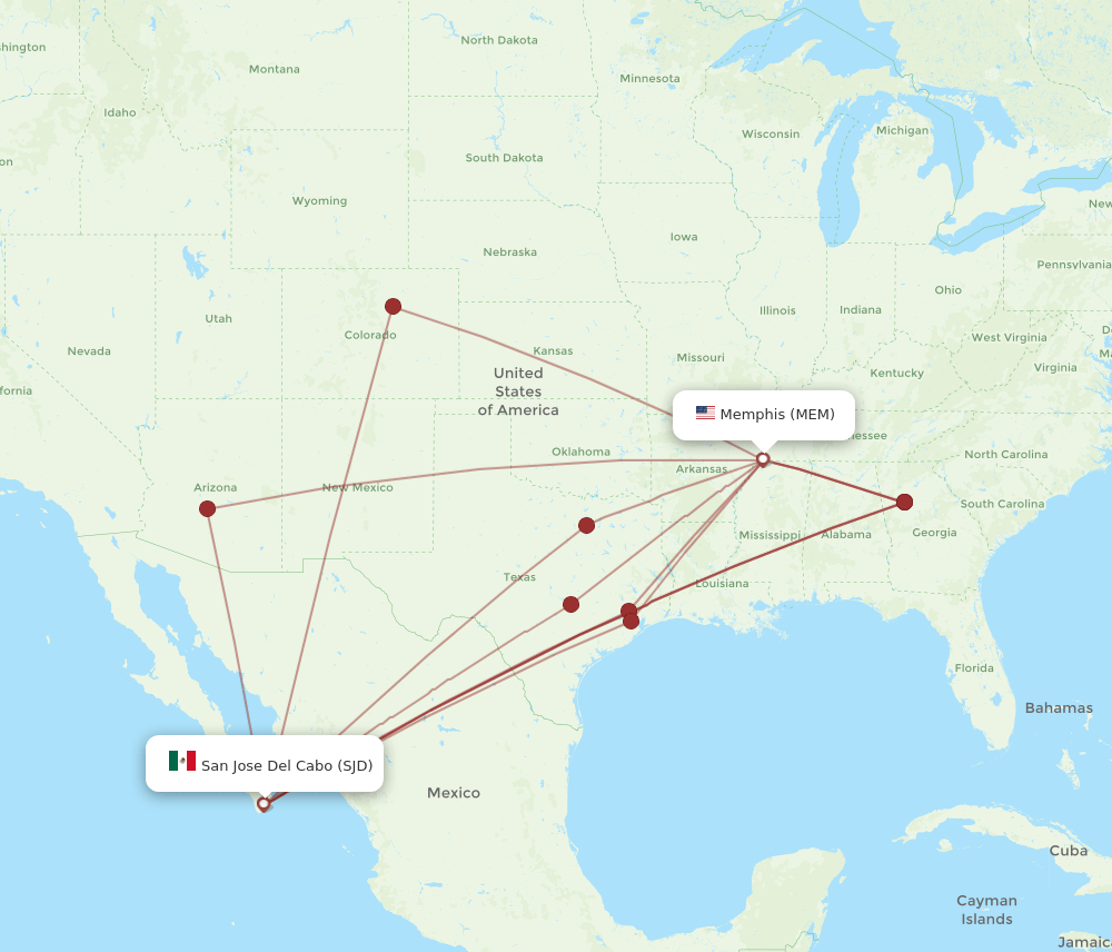 MEM-SJD flight routes