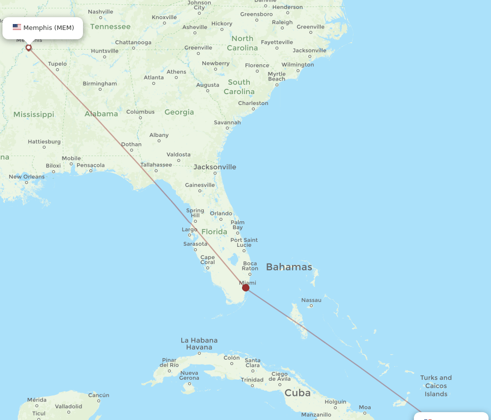MEM to STI flights and routes map