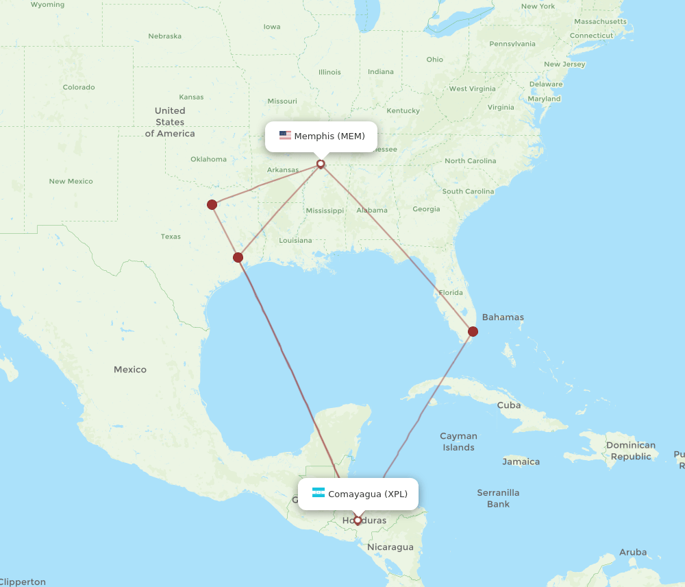 MEM to XPL flights and routes map