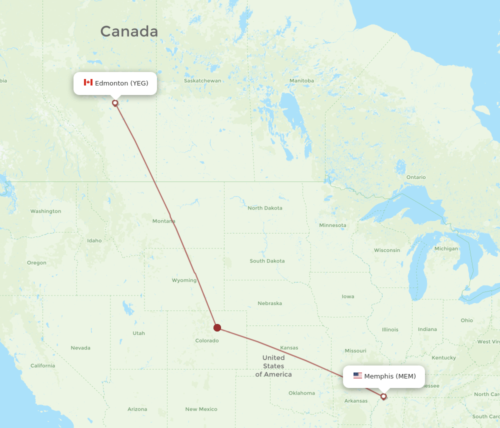 MEM-YEG flight routes