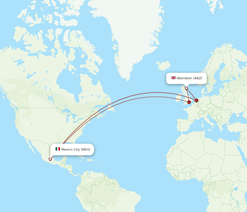MEX-ABZ flight routes
