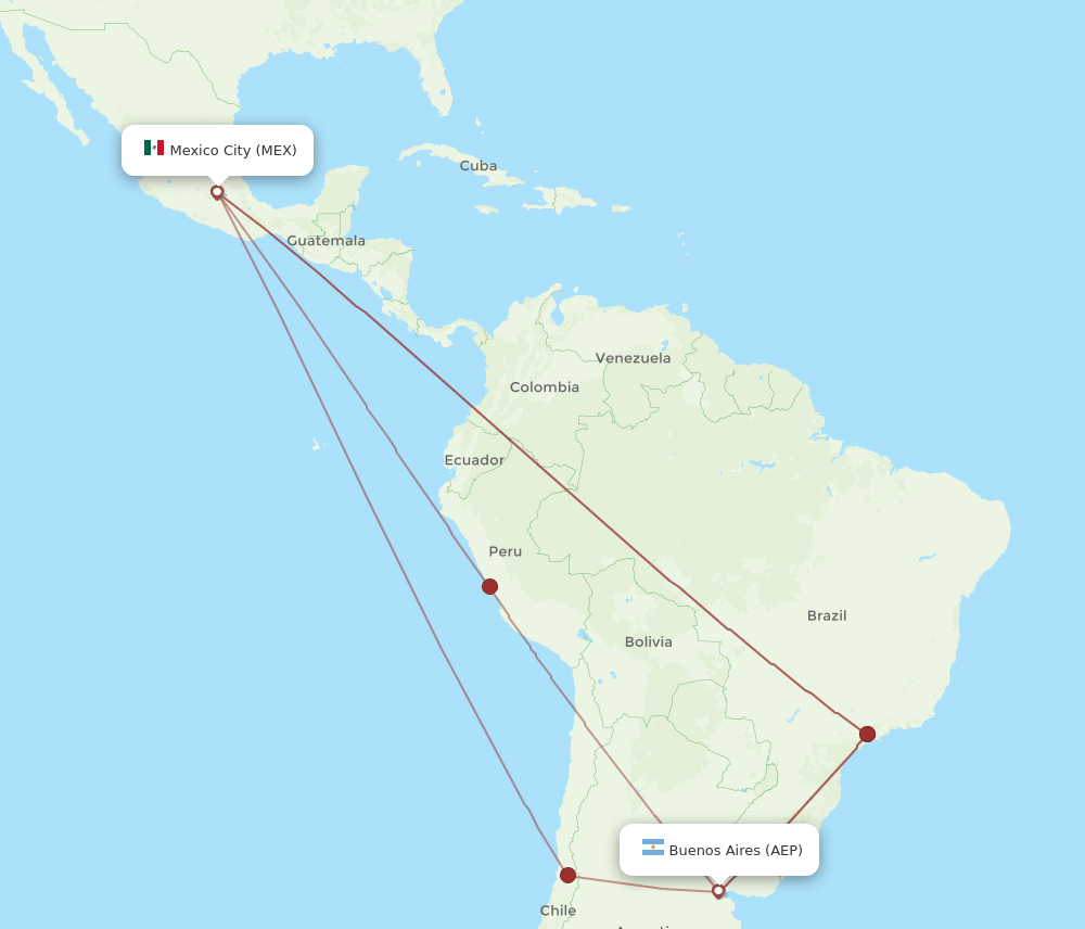 MEX-AEP flight routes