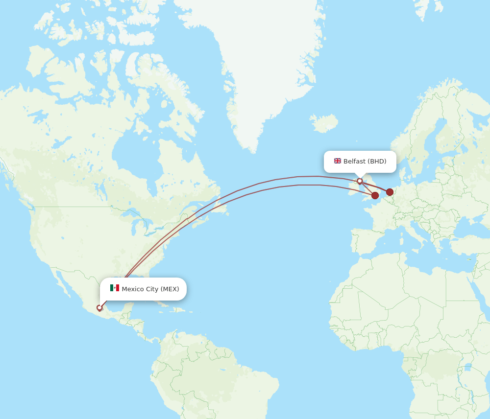 MEX to BHD flights and routes map