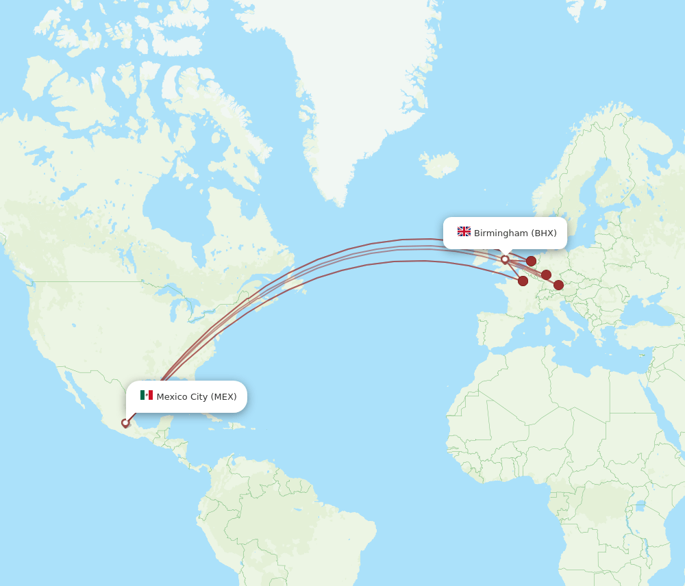 MEX-BHX flight routes
