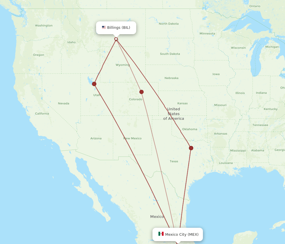 MEX-BIL flight routes