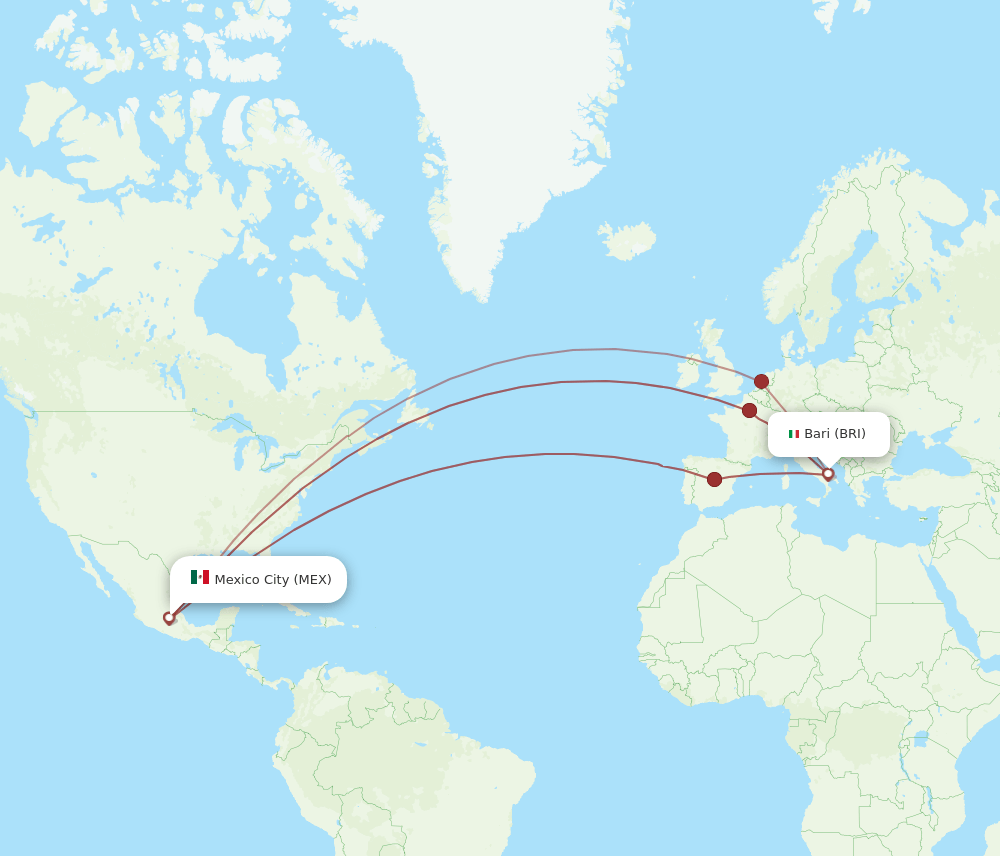 MEX-BRI flight routes