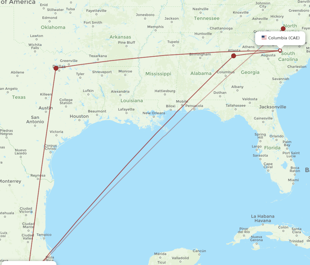 MEX-CAE flight routes