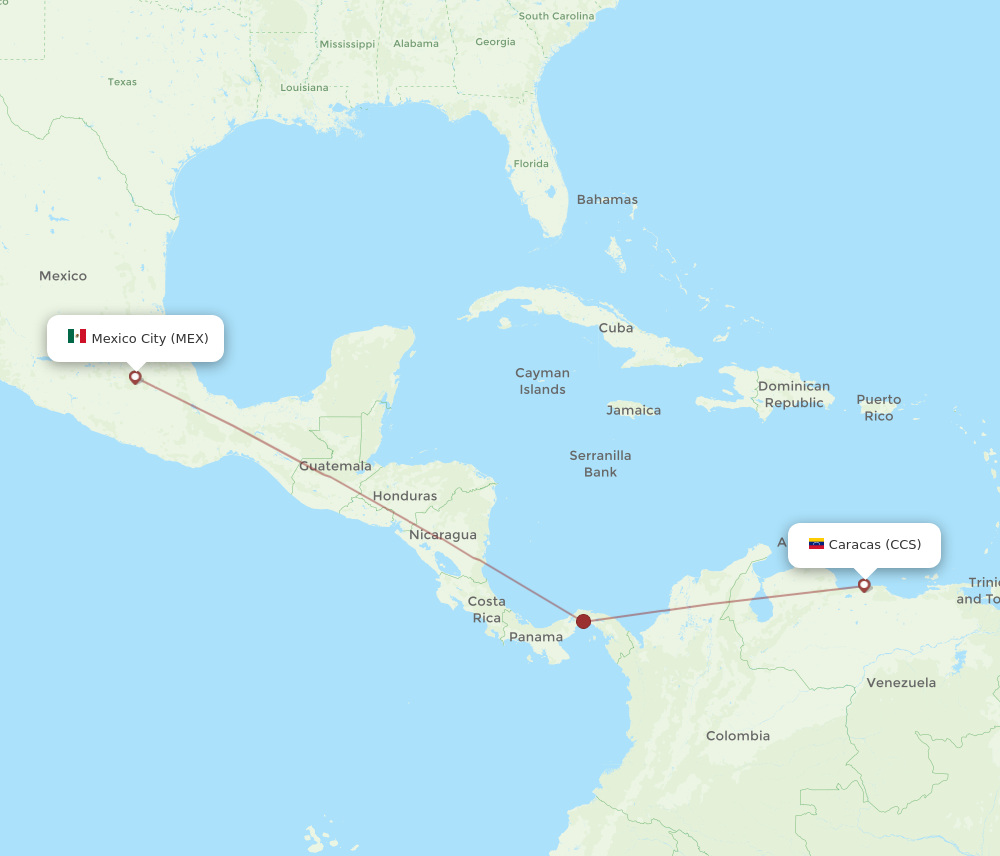 MEX to CCS flights and routes map