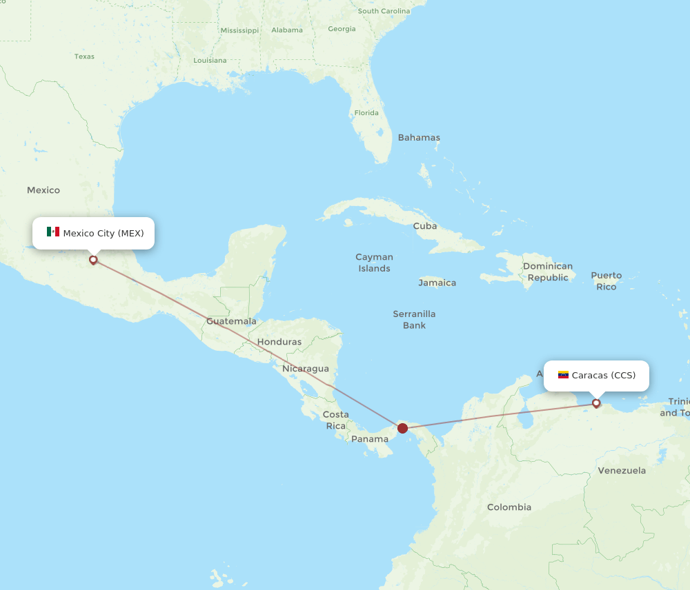 MEX to CCS flights and routes map