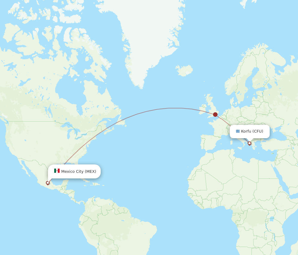 MEX to CFU flights and routes map