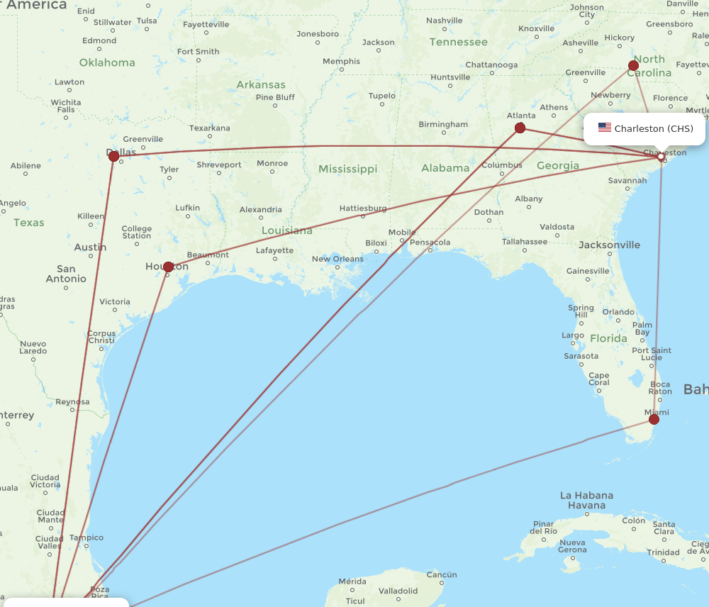 MEX-CHS flight routes