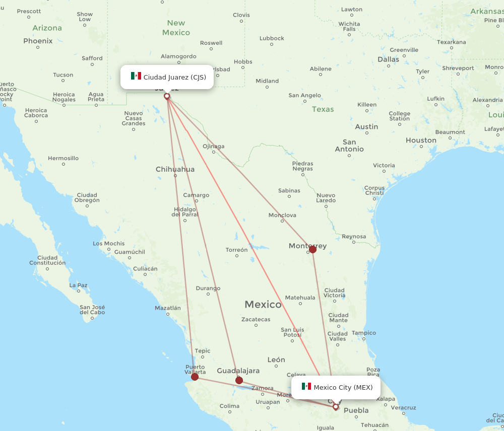 MEX-CJS flight routes
