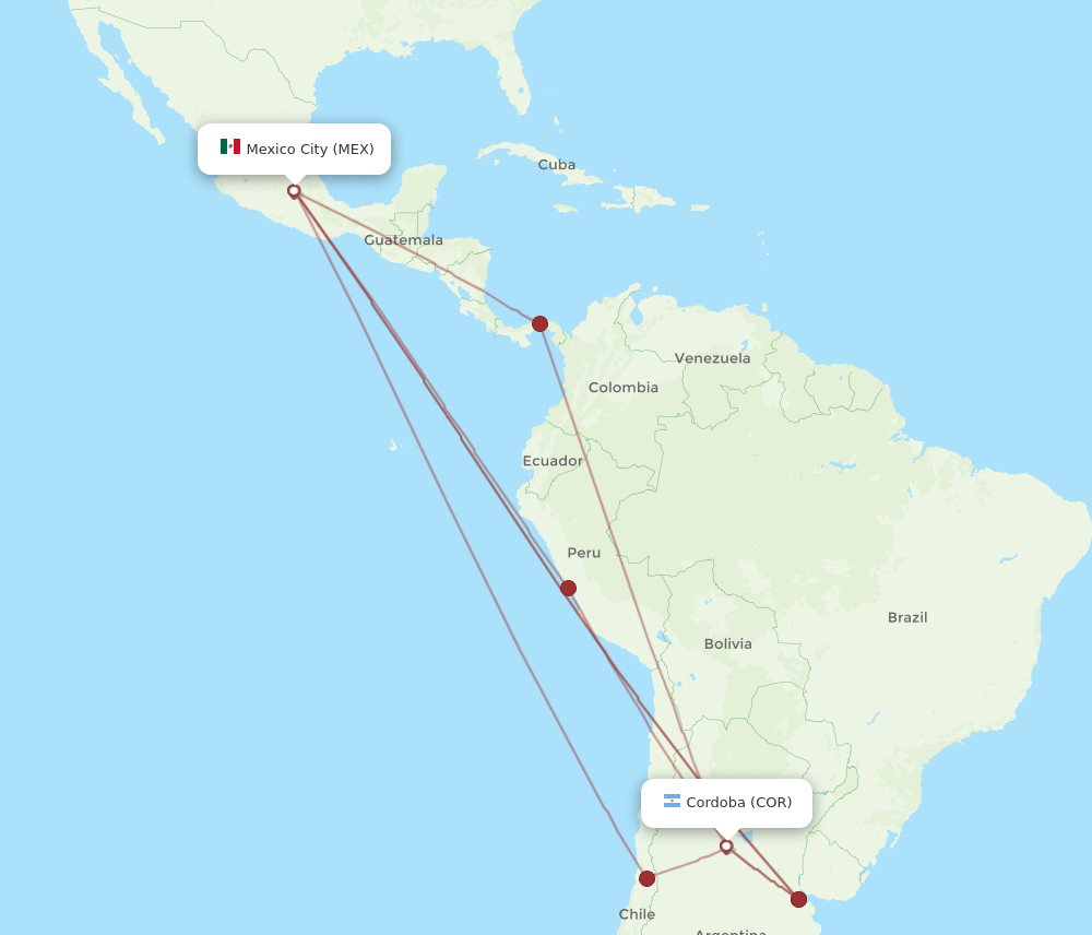 MEX-COR flight routes