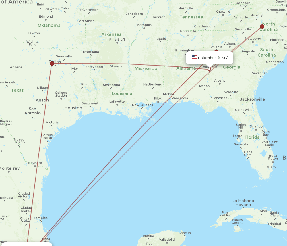 MEX-CSG flight routes