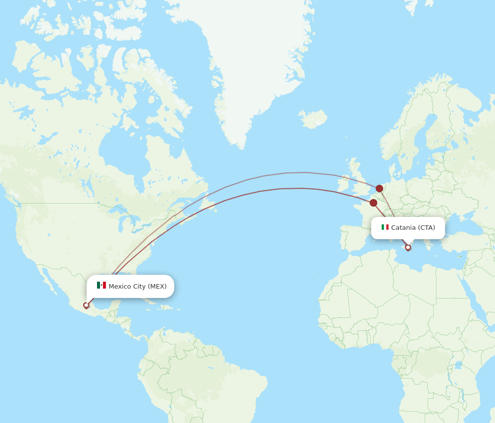 MEX-CTA flight routes
