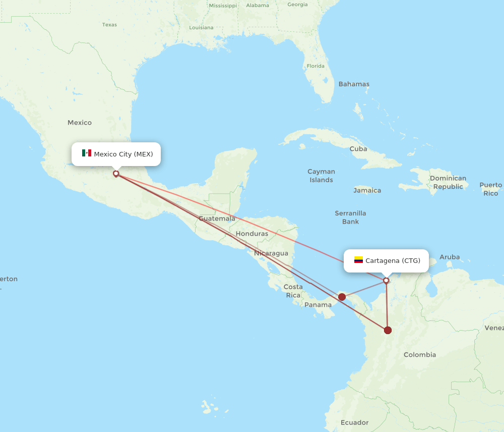 MEX-CTG flight routes