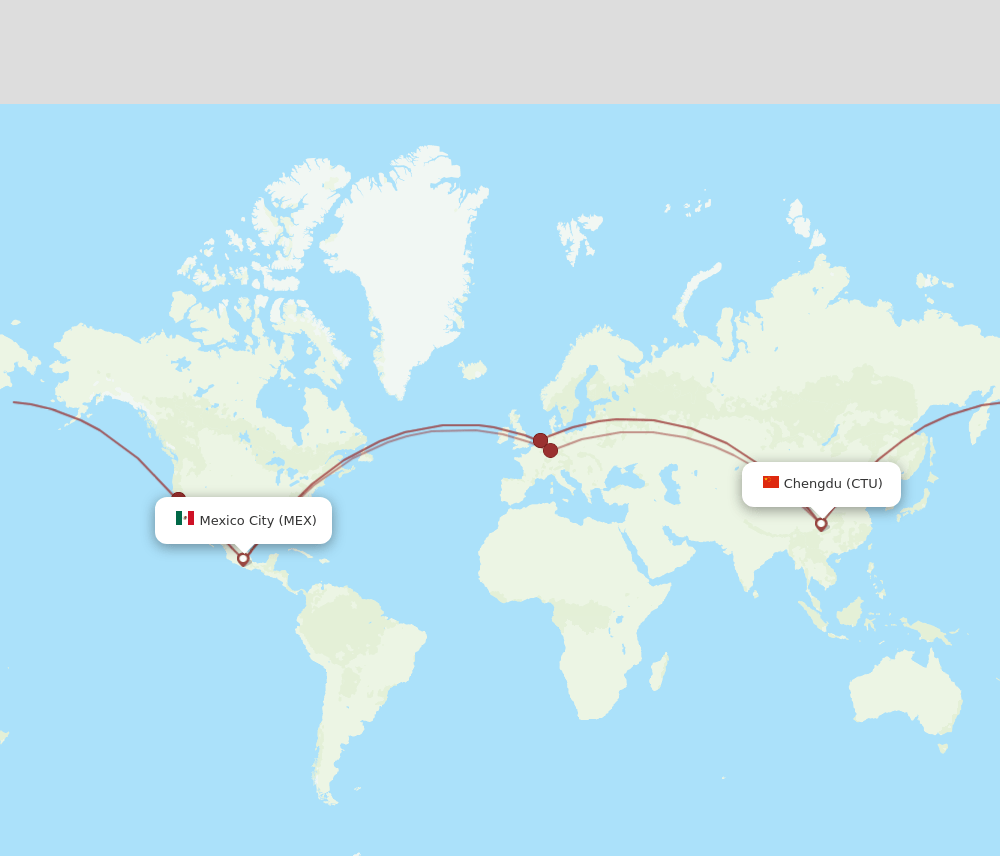 MEX-CTU flight routes