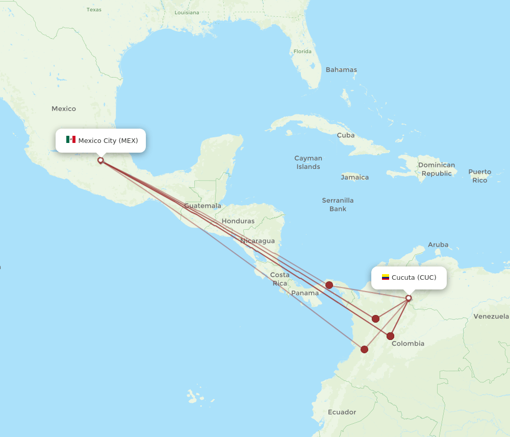 MEX-CUC flight routes