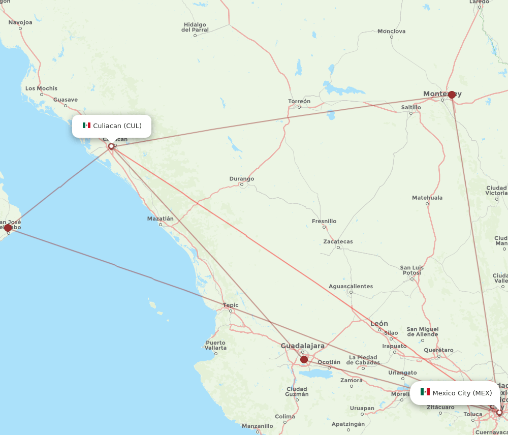 MEX-CUL flight routes