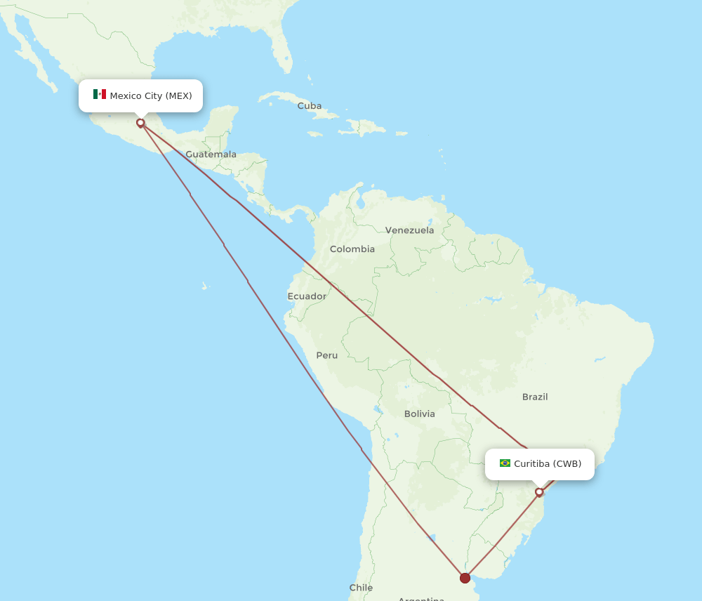 MEX-CWB flight routes