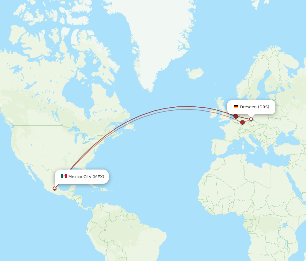 MEX to DRS flights and routes map