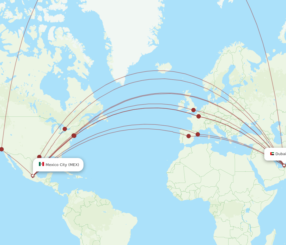 MEX-DXB flight routes