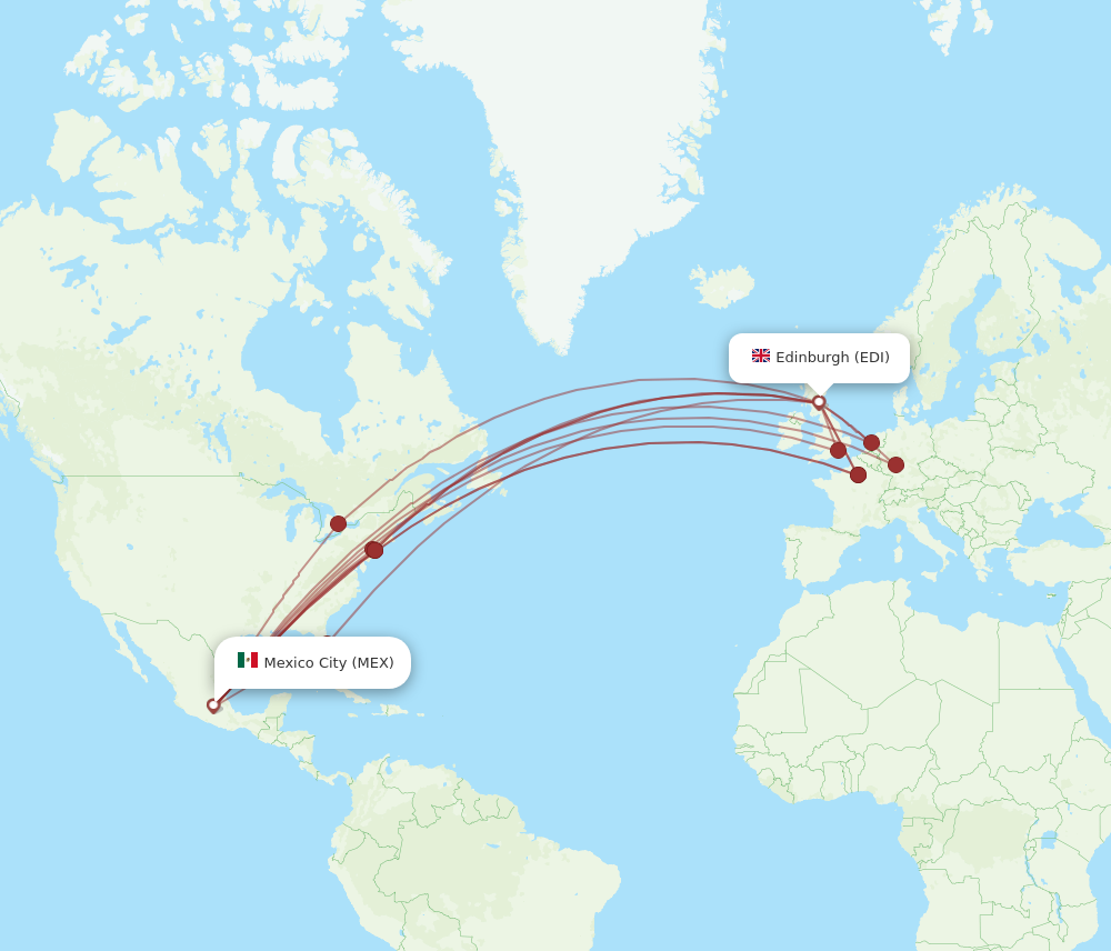 MEX to EDI flights and routes map
