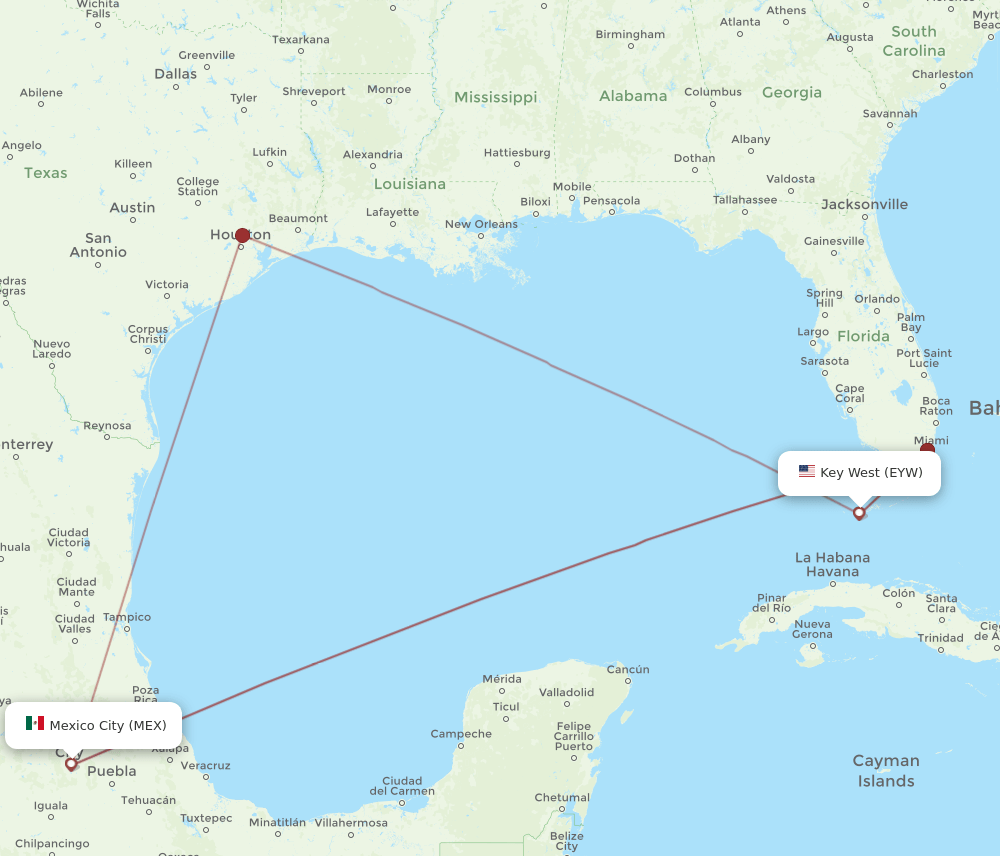 MEX-EYW flight routes
