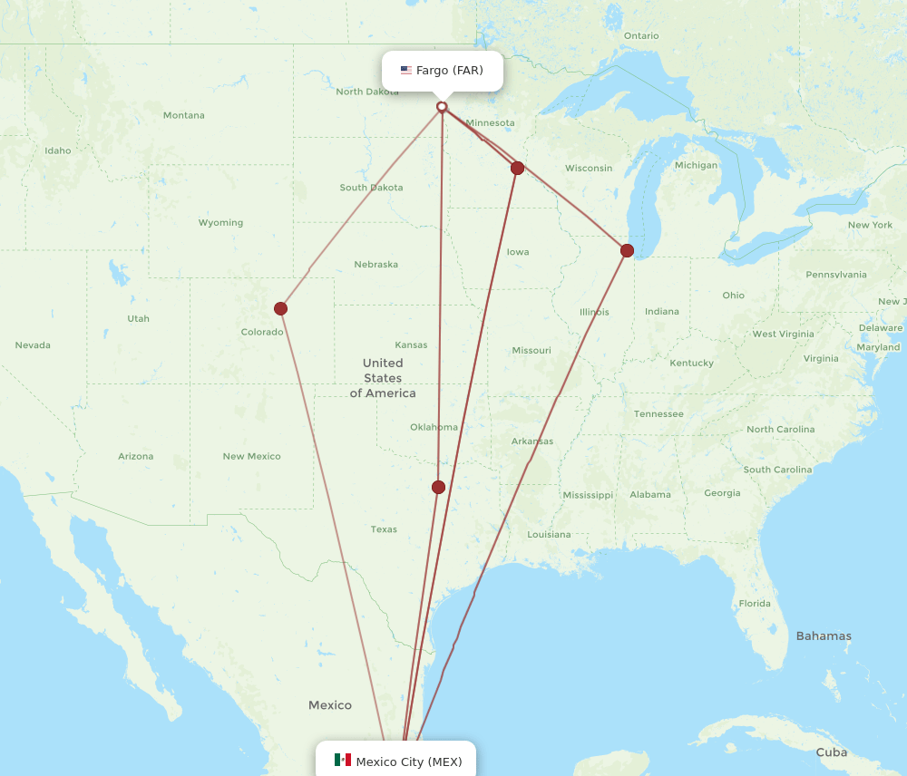 MEX-FAR flight routes