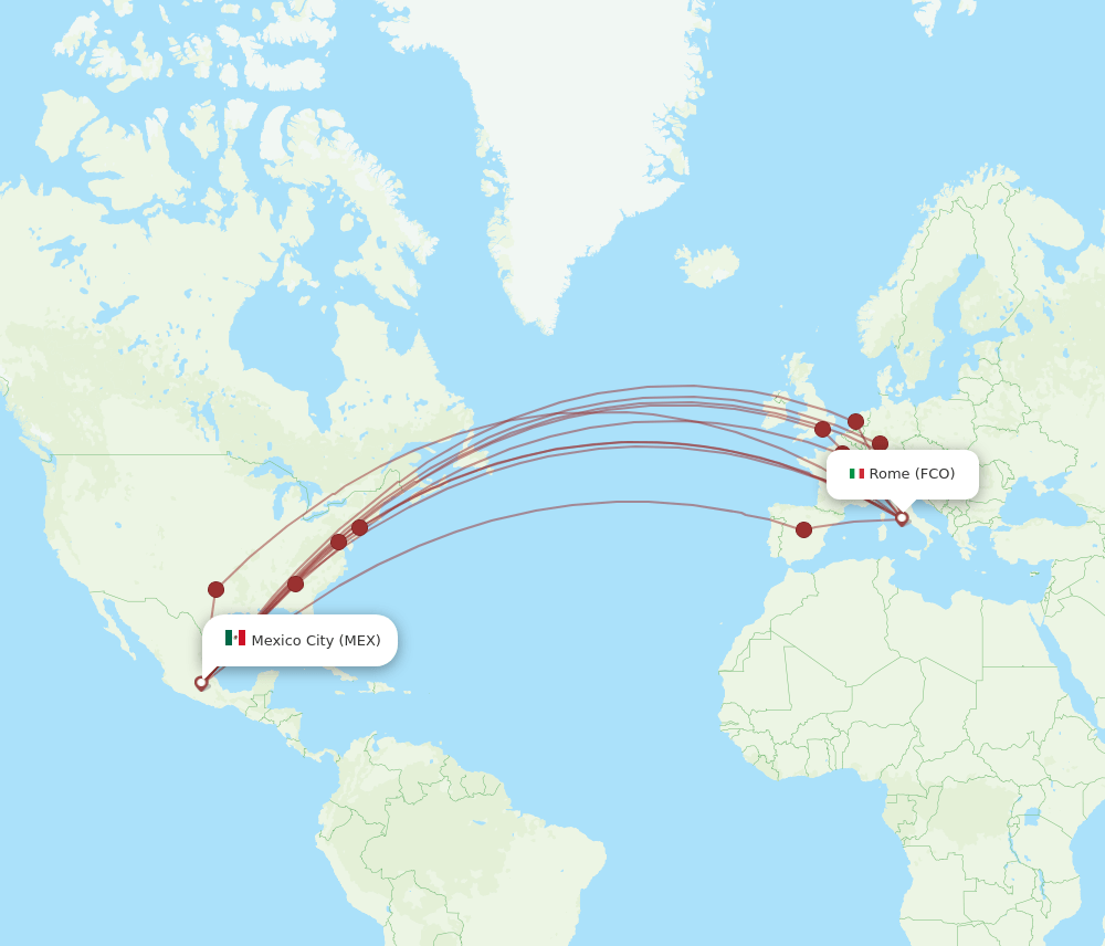 MEX-FCO flight routes
