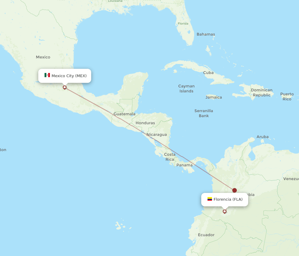 MEX-FLA flight routes